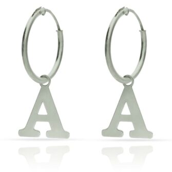 Aros con abalorio de letra en Plata de Ley