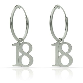 Aros con abalorio de número en Plata de Ley