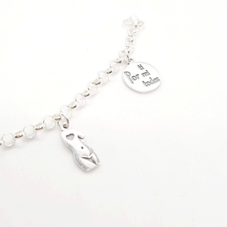 Pulsera contra el cáncer de mama por ti por mi por todas pulsera en plata lucha contra el cancer de mama 5