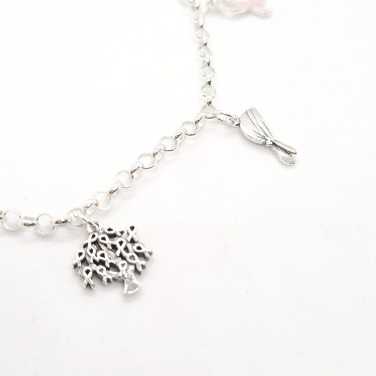 Pulsera contra el cáncer de mama por ti por mi por todas pulsera en plata lucha contra el cancer de mama abalorios 2