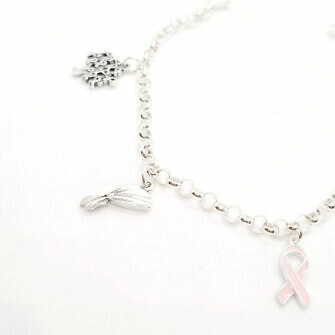 Pulsera contra el cáncer de mama por ti por mi por todas pulsera en plata lucha contra el cancer de mamaabalorios