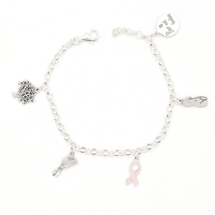 Pulsera contra el cáncer de mama por ti por mi por todas pulsera en plata lucha contra el cancer de mama 3