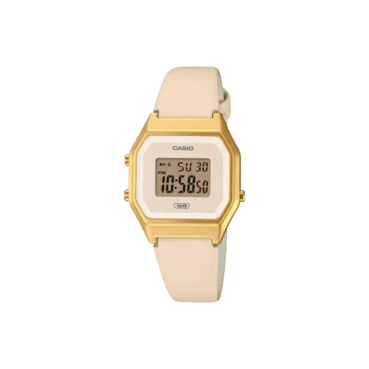 Nuevo Casio Vintage dorado con correa rosa de piel tamaño medio