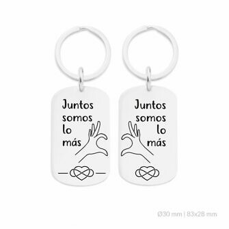 Llaveros para pareja con la frase juntos somos lo más