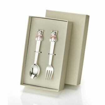 Cubiertos de acero infantil Oso EV3466-07 rosa