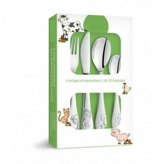 Cubiertos de acero inoxidable set animales de granja vaca gallo gato cerdo cuchara tenedor cuchillo cucharilla LU6122