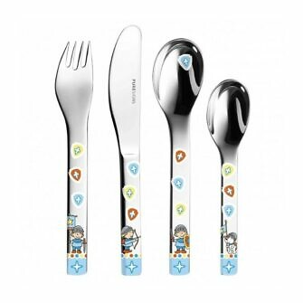 Cubiertos infantiles de acero inoxidable set cuchara tenedor cuchillo cucharilla caballero espada para niño
