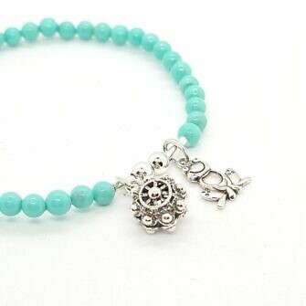 Pulsera charra botón charro y rana de Salamanca rana de la suerte rana universidad de Salamanca piedras naturales plata de ley brazalete filigrana Turquesa