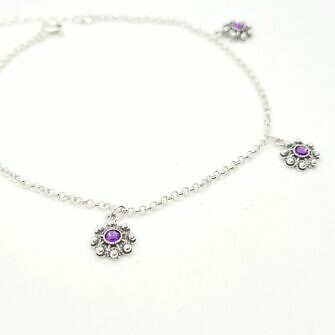 Tobillera charra 4 botones charros cristal de color tobillera de Salamanca filigrana charra