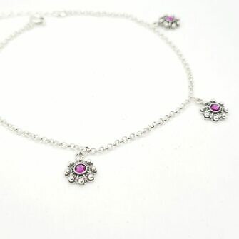 Tobillera charra 4 botones charros cristal de color tobillera de Salamanca filigrana charra