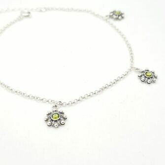 Tobillera charra 4 botones charros cristal de color tobillera de Salamanca filigrana charra