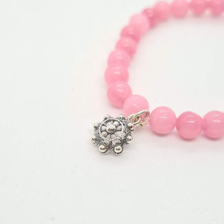 Pulsera charra niña bolas color pulsera botón charro de Salamanca con cuentas de color rosa chicle