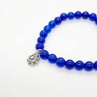 Pulsera charra niña bolas color pulsera botón charro de Salamanca con cuentas de color azul marino