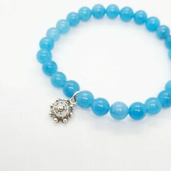 Pulsera charra niña bolas color pulsera botón charro de Salamanca con cuentas de color celeste