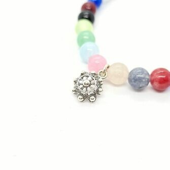 Pulsera charra niña bolas color pulsera botón charro de Salamanca con cuentas de color multicolor