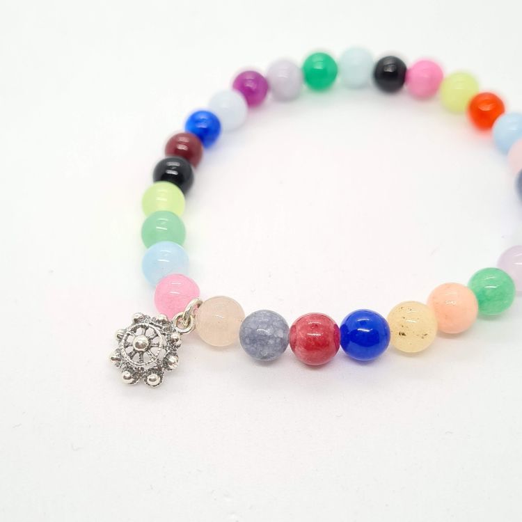 Pulsera charra niña bolas color pulsera botón charro de Salamanca con cuentas de color multicolor