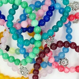 Pulseras charras niña bolas color pulsera botón charro de Salamanca con cuentas de color