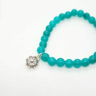 Pulsera charra niña bolas color pulsera botón charro de Salamanca con cuentas de color turquesa