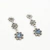 Pendientes tres botones charros cristal color azul en plata de ley filigrana charra de Salamanca 3 botón charro icono de Salamanca