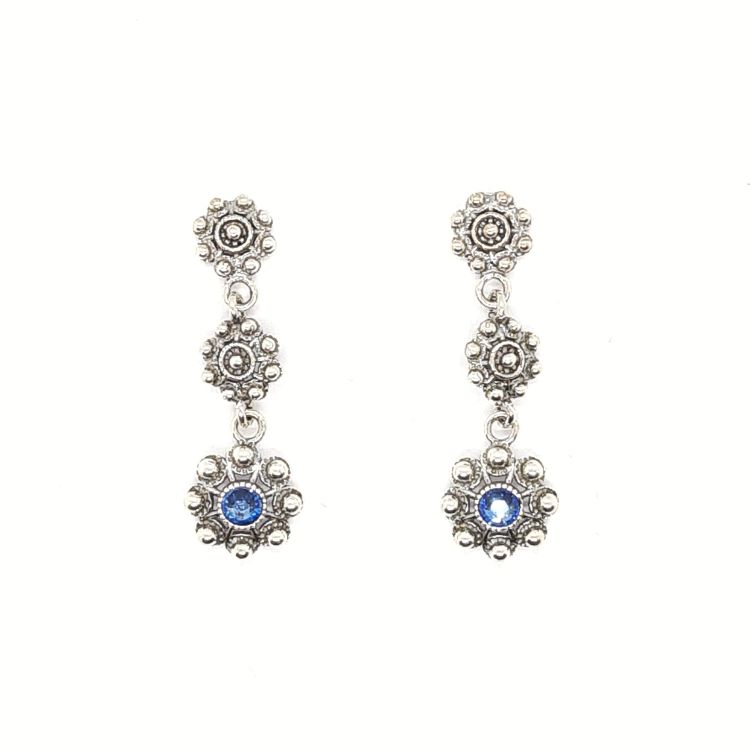 Pendientes tres botones charros cristal color en plata de ley filigrana charra de Salamanca 3 botón charro icono de Salamanca