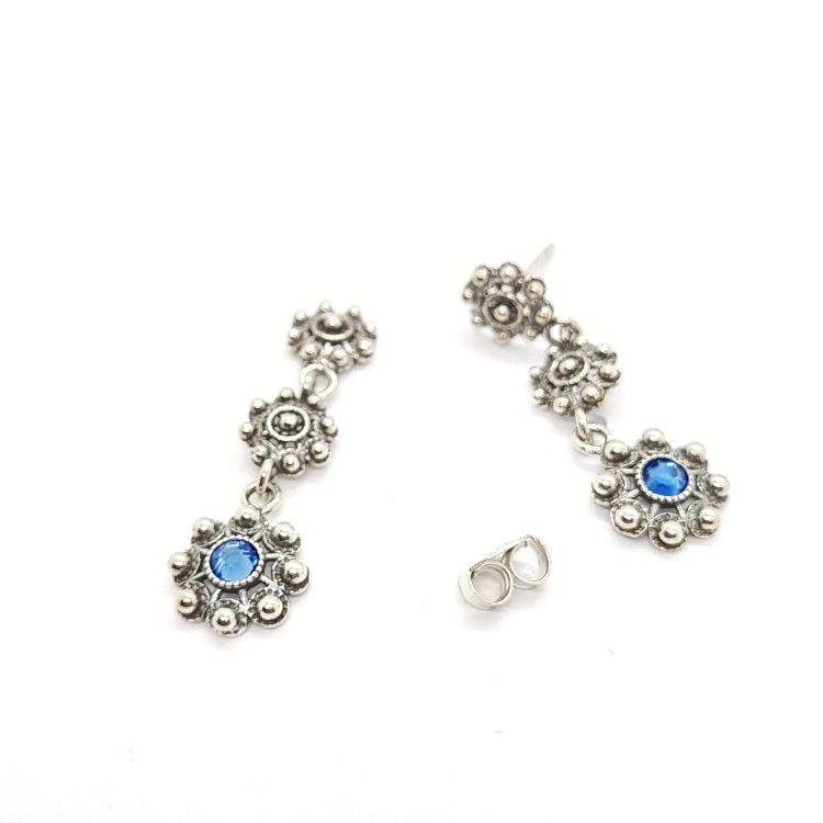 Pendientes tres botones charros cristal color en plata de ley filigrana charra de Salamanca 3 botón charro icono de Salamanca