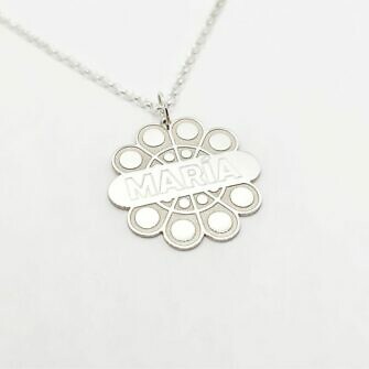 Colgante Botón Charro Personalizado en plata con tu nombre o de tu ciudad, pueblo, fecha grabado