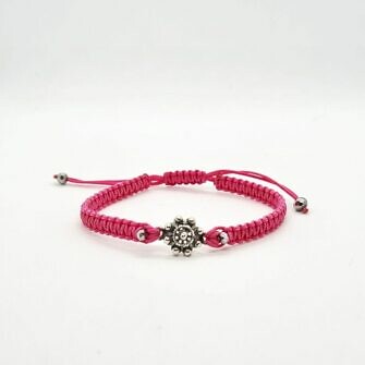 Pulsera Hilo Botón Charro Pequeño Rosa Chicle pulsera charra macramé