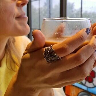 Anillo Filigrana Charra Flor Sotija de Salamanca ancho en plata de ley