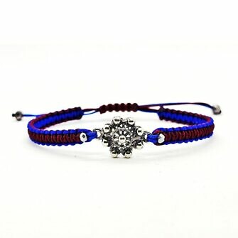 Pulsera Charra Hilo Dos Colores Azul y Granate