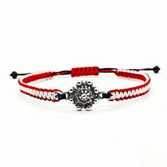 Pulsera Charra Hilo Dos Colores Roja y Blanca