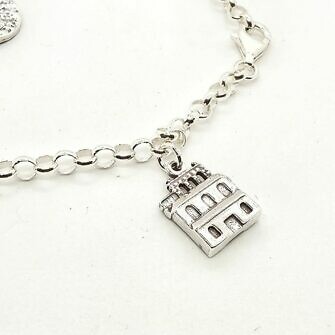 Pulsera Villavieja de Yeltes en plata de ley Iglesia de San Pedro Ad Víncula abalorios representativos del pueblo