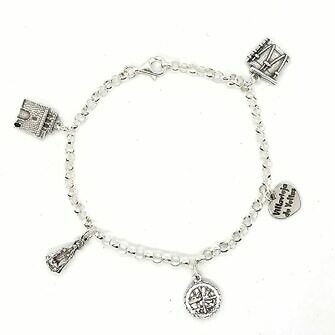 Pulsera Villavieja de Yeltes en plata de ley abalorios representativos del pueblo