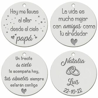 Medalla Ramo de Novia Personalizada plata de ley chapa día más feliz casamiento marido y mujer familia pedacito de cielo