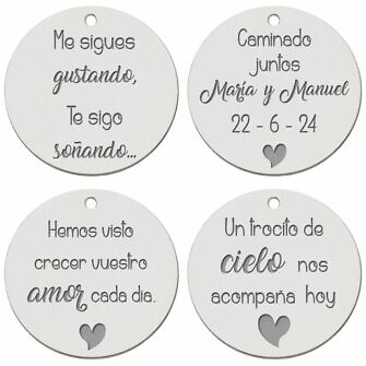 Medalla Ramo de Novia Personalizada plata de ley chapa día más feliz casamiento marido y mujer familia pedacito de cielo