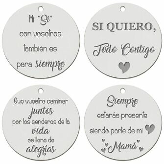 Medalla Ramo de Novia Personalizada plata de ley chapa día más feliz casamiento marido y mujer familia pedacito de cielo