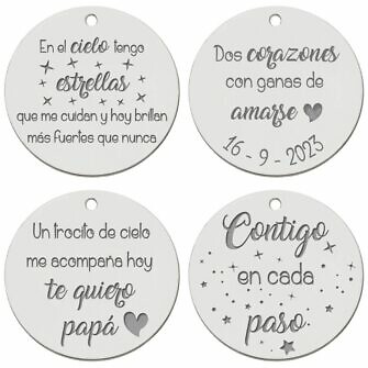 Medalla Ramo de Novia Personalizada plata de ley chapa día más feliz casamiento marido y mujer familia pedacito de cielo