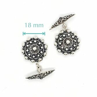 Gemelos Botón charro Grande 18 mm filigrana charra Salamanca medidas