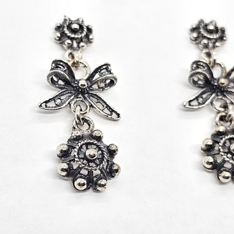 Pendientes Botones Charros con Lazo Filigrana Charra de Salamanca pendientes largos plata de ley cerca