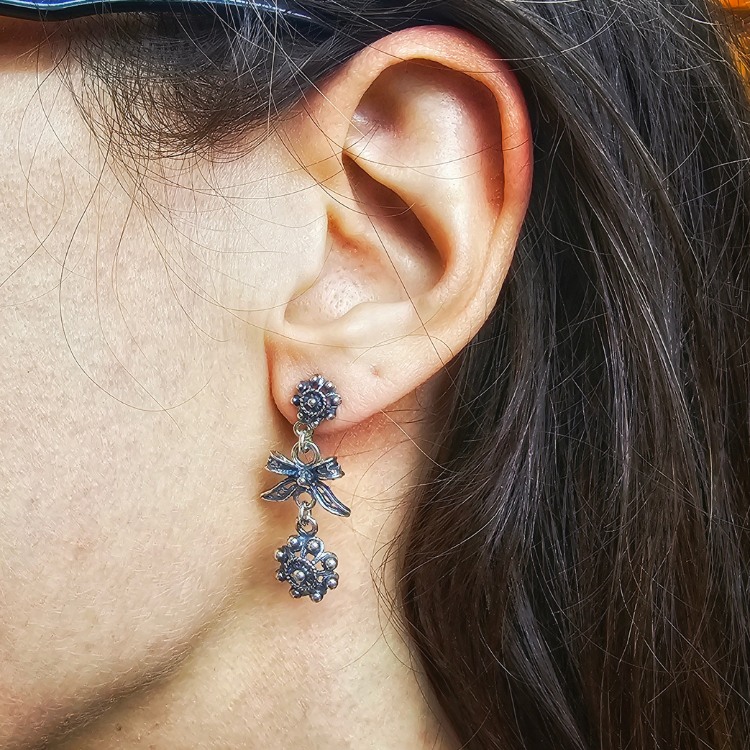 Pendientes Botones Charros con Lazo Filigrana Charra de Salamanca pendientes largos plata de ley Plaza más bonita de España