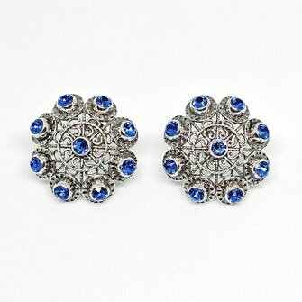 Pendientes botón charro plata cristales color Salamanca