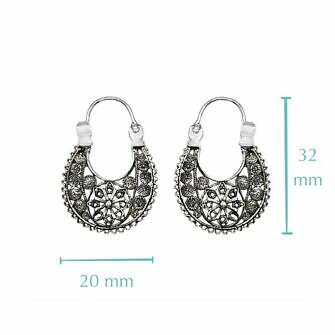 Pendientes aro filigrana Margarita Silvestre CR1-Nº5 medidas plata