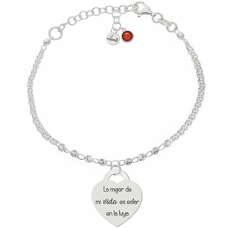 Pulsera San Valentín Lo Mejor de Mi Vida es estar en la tuya Enamorados plata de ley personalizable 