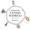 Pulsera de Ciudad Rodrigo en plata de Ley abalorios representativos del pueblo